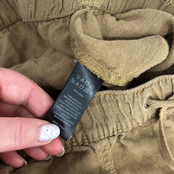 Rachel Roy Brown Linen Tapered Leg Drawstring Waist Pants Size M - Picture 6 of 9